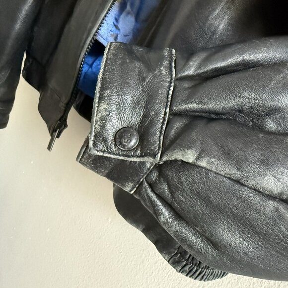 Vtg 90s Y2K Wilsons Pelle Studio Leather Thinsulate Lined Bomber Jacket Mens XLT - Picture 11 of 16